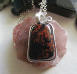 Mahogany Obsidian Natural Wire Wrapped Crystal Pendant Necklace