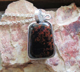 Mahogany Obsidian Natural Wire Wrapped Crystal Pendant Necklace