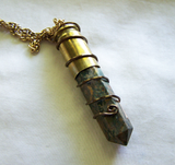 Rainforest Jasper Wire Wrapped Bullet Jewelry Pendant