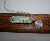 Opal Aura Large Quartz Crystal Point Wire Wrapped Pendant Necklace