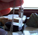 Opal Aura Quartz Crystal Silver Cross Bullet Jewelry Pendant