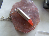 Orange Fire Opal Silver Bullet Pendant Necklace