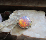 Vintage Pink Opal Glass Bohemian Pendant Necklace