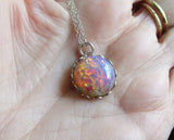 Vintage Pink Opal Glass Bohemian Pendant Necklace