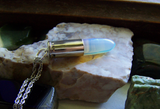 Opalite Iridescent Crystal Silver Bullet Jewelry Pendant Necklace