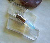 Opalite Iridescent Crystal Silver Bullet Jewelry Pendant Necklace