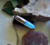 Opalite Iridescent Crystal Silver Bullet Jewelry Pendant Necklace