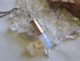 Opalite Iridescent Crystal Silver Bullet Jewelry Pendant Necklace