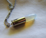 Opalite Iridescent Crystal Silver Bullet Jewelry Pendant Necklace