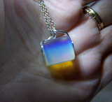 Opalite Iridescent Crystal Cube Pendant