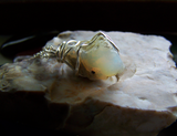 Natural Raw Welo Opal Gemstone Wire Wrapped Crystal Pendant