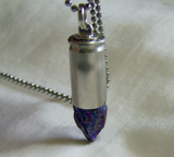 Iridescent Peacock Stone Bullet Jewelry Pendant