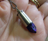 Iridescent Peacock Stone Bullet Jewelry Pendant