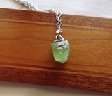 Green Peridot Natural Gemstone Crystal Point Necklace Pendant