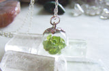 Peridot Gemstones Natural Crystal Ball Pendant Necklace