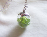 Peridot Gemstones Natural Crystal Ball Pendant Necklace