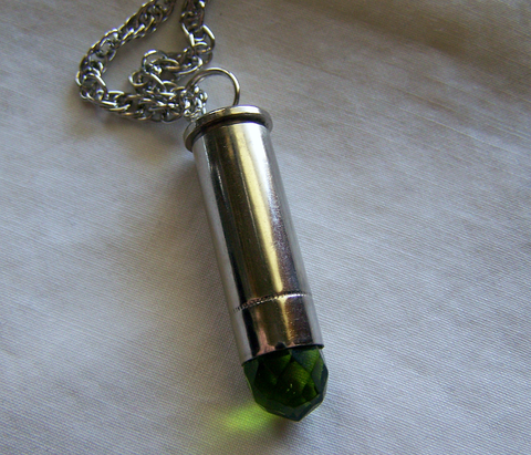 Spring Green Peridot Faceted Crystal Bullet Jewelry Pendant