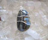 Natural Pietersite Blue and Gold Tempest Stone Pendant Necklace