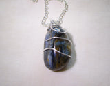 Natural Pietersite Blue and Gold Tempest Stone Pendant Necklace