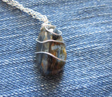 Natural Pietersite Blue and Gold Tempest Stone Pendant Necklace