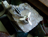 Vintage Silver Propeller Steampunk Jewelry Pendant Necklace