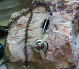 Vintage Silver Propeller Steampunk Jewelry Pendant Necklace