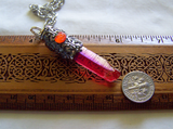 Autumn Orange Aura Quartz Filigree Pumpkin Bullet Jewelry Pendant