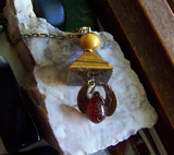 Tiger's Eye Pyramid Carnelian Scarab Egyptian Pendant