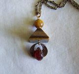 Tiger's Eye Pyramid Carnelian Scarab Egyptian Pendant