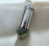 Geometric Gold Pyrite Silver Bullet Jewelry Pendant