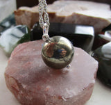 Gold Pyrite Natural Crystal Ball Pendant Necklace