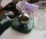 Gold Pyrite Natural Crystal Ball Pendant Necklace