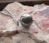 Gold Pyrite Natural Crystal Ball Pendant Necklace