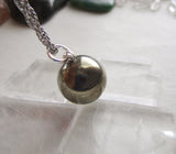 Gold Pyrite Natural Crystal Ball Pendant Necklace