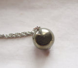 Gold Pyrite Natural Crystal Ball Pendant Necklace