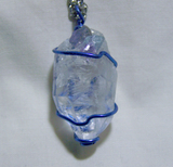 Quartz Point with Blue and Purple Fluorite Wire Wrapped Crystal Pendant