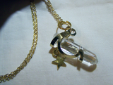 Celestial Quartz Crystal Moon and Star Pendant