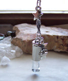 Natural Quartz Silver Stars Bullet Jewelry Pendant Necklace