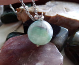 Rainbow Fluorite Multicolor Gemstone Crystal Ball Pendant Necklace