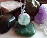 Rainbow Fluorite Multicolor Gemstone Crystal Ball Pendant Necklace