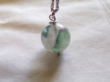 Rainbow Fluorite Multicolor Gemstone Crystal Ball Pendant Necklace