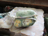 Rainforest Jasper Natural Green Stone Wire Wrapped Necklace