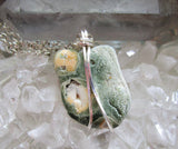 Rainforest Jasper Natural Green Stone Wire Wrapped Necklace