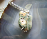 Rainforest Jasper Natural Green Stone Wire Wrapped Necklace