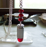 Red Crystal Fire Element Silver Bullet Jewelry Pendant