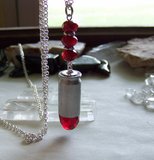 Red Crystal Fire Element Silver Bullet Jewelry Pendant