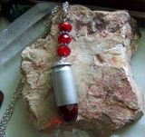 Red Crystal Fire Element Silver Bullet Jewelry Pendant