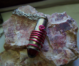 Ruby Red Glass Silver Bullet Capsule Pendant