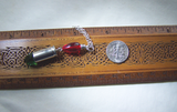 Red and Green Christmas Light Silver Bullet Pendant Necklace