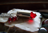 Red Crystal Hearts Silver Bullet Jewelry Pendant